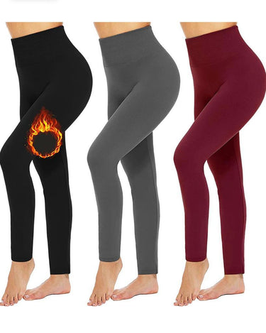 Women's Fleece Leggings High Waist Stretchy Warm - One Size
